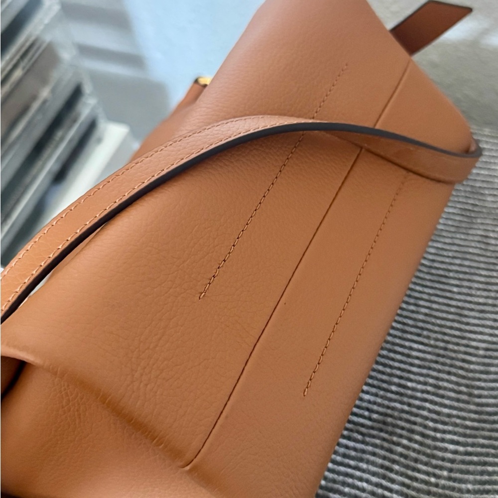Coccinelle Italian Pebbled Leather Boheme Crossbody Bag- Cognac Brown, Small - Picture 5 of 7